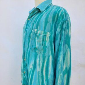 Painted Tommy bahama silk shirt navy blue stripe white green 2XL limited edition